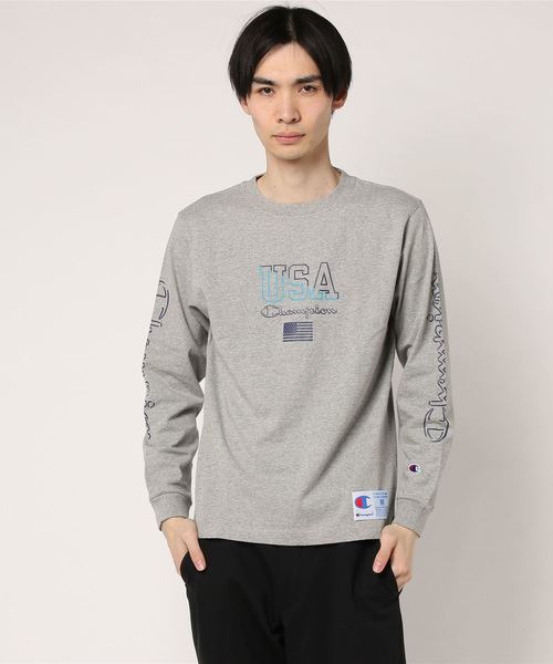 Champion(チャンピオン)の「【Champion/チャンピオン】メンズ アクションスタイル ロングスリーブTシャツ(Tシャツ/カットソー・メンズ・ホワイト/グレー/ネイビー・X-LARGE/LARGE/MEDIUM/SMALL)」の1枚目の写真