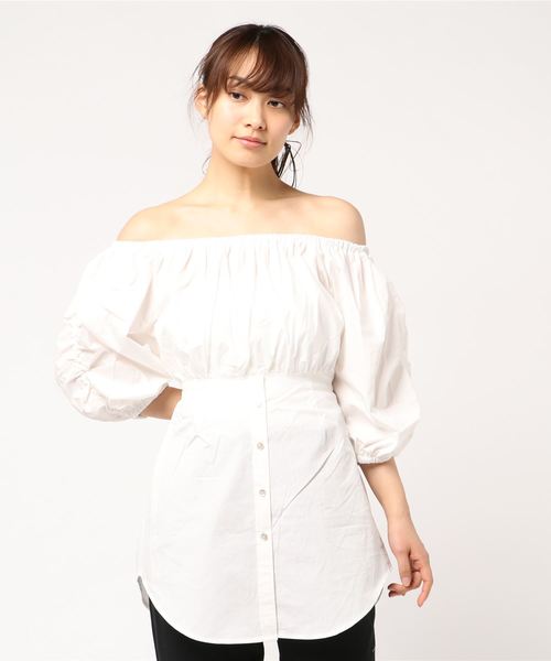 SHIRRING OFF SHOULDER TUNIC SHIRRING OFF SHOULDER TUNIC