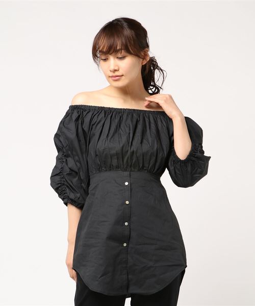 SHIRRING OFF SHOULDER TUNIC SHIRRING OFF SHOULDER TUNIC