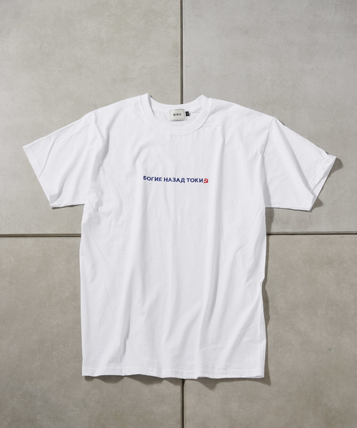 WHO'S WHO gallery（フーズフーギャラリー）の「BOOGIE BACK ロシア刺繍ロゴTEE（Tシャツ/カットソー・メンズ・ホワイト/ブラック/ネイビー/オリーブ・LARGE/MEDIUM/SMALL/X-LARGE）」の10枚目の写真