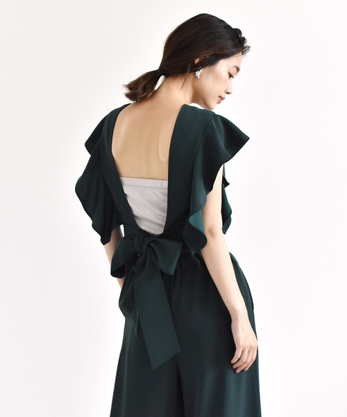 kaene（カエン）の「バックリボンセットアップ（つなぎ/オールインワン・レディース・ブラック/グレー/ダークオレンジ/グリーン/ネイビー・38/36）」の12枚目の写真