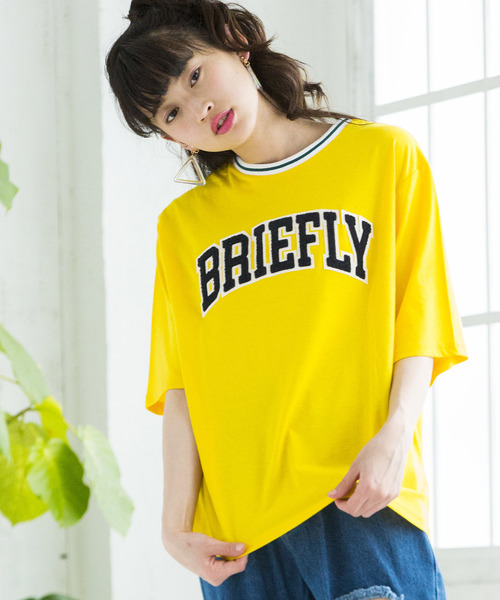 WEGO（ウィゴー）の「WEGO/カラーリブサガラロゴTシャツ（Tシャツ/カットソー・レディース・ホワイト/ブラック/イエロー/パープル/ピンク/グリーン・FREE）」の5枚目の写真