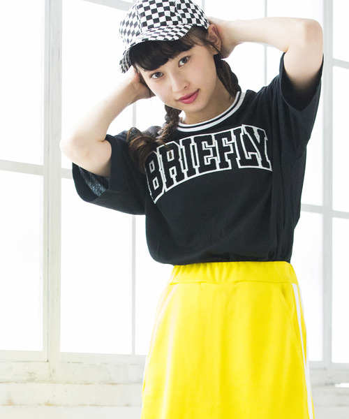 WEGO（ウィゴー）の「WEGO/カラーリブサガラロゴTシャツ（Tシャツ/カットソー・レディース・ホワイト/ブラック/イエロー/パープル/ピンク/グリーン・FREE）」の2枚目の写真