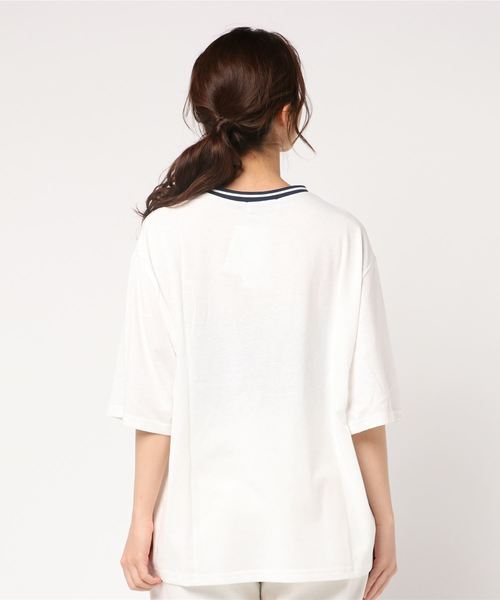 WEGO（ウィゴー）の「WEGO/カラーリブサガラロゴTシャツ（Tシャツ/カットソー・レディース・ホワイト/ブラック/イエロー/パープル/ピンク/グリーン・FREE）」の8枚目の写真