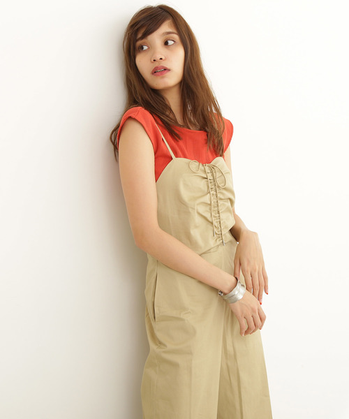 FREE'S MART（フリーズマート）の「センターギャザーコンビネゾン（つなぎ/オールインワン・レディース・ベージュ/ネイビー・FREE）」の7枚目の写真