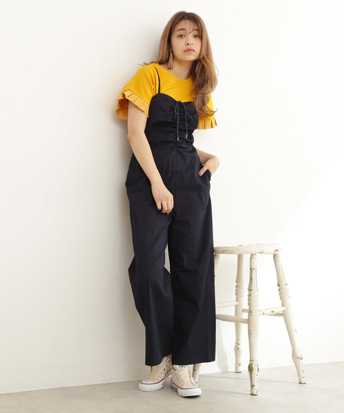 FREE'S MART（フリーズマート）の「センターギャザーコンビネゾン（つなぎ/オールインワン・レディース・ベージュ/ネイビー・FREE）」の9枚目の写真