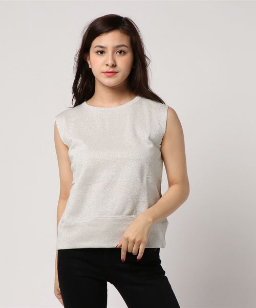 SLOBE citron.(スローブシトロン)の「SLOBE citron.ラメ裏毛プルオーバー◆(Tシャツ/カットソー・レディース・シルバー/ゴールド・FREE)」の3枚目の写真