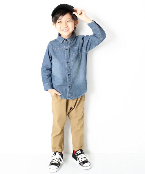 devirock（デビロック）の「長袖デニムシャツ（シャツ/ブラウス・キッズ・ネイビー/サックスブルー/ブルー系その他・110cm/100cm/120cm/130cm/140cm/150cm/160cm）」の9枚目の写真