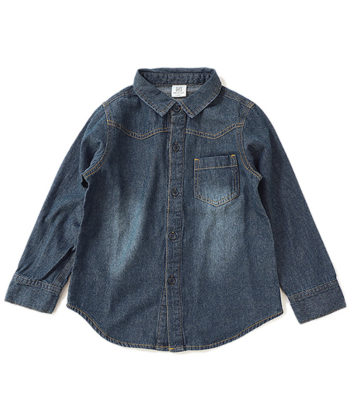 devirock（デビロック）の「長袖デニムシャツ（シャツ/ブラウス・キッズ・ネイビー/サックスブルー/ブルー系その他・110cm/100cm/120cm/130cm/140cm/150cm/160cm）」の6枚目の写真
