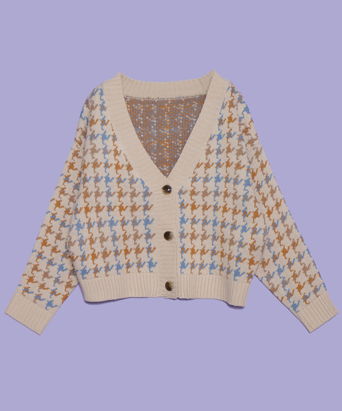 AS KNOW AS PINKY（アズノゥアズピンキー）の「☆ZOZO限定☆ジャガードチェックカーデ【カーディガン】（カーディガン/ボレロ・レディース・ホワイト/グレー/モカ/ライトベージュ・FREE）」の4枚目の写真