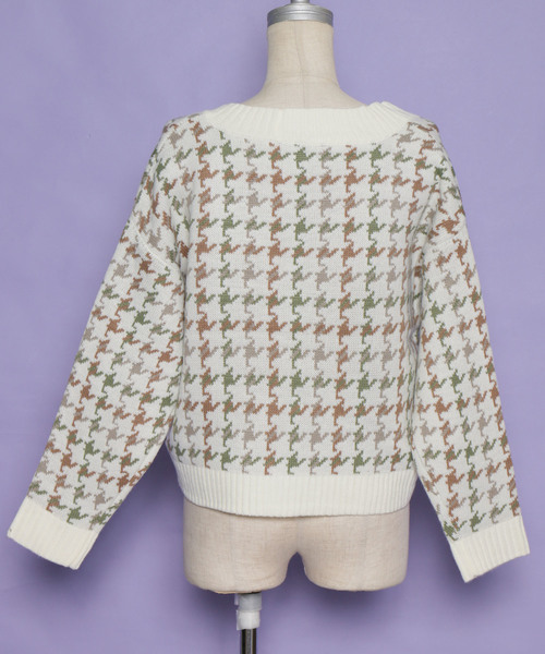 AS KNOW AS PINKY（アズノゥアズピンキー）の「☆ZOZO限定☆ジャガードチェックカーデ【カーディガン】（カーディガン/ボレロ・レディース・ホワイト/グレー/モカ/ライトベージュ・FREE）」の5枚目の写真