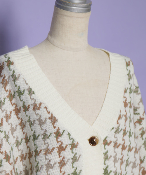 AS KNOW AS PINKY（アズノゥアズピンキー）の「☆ZOZO限定☆ジャガードチェックカーデ【カーディガン】（カーディガン/ボレロ・レディース・ホワイト/グレー/モカ/ライトベージュ・FREE）」の8枚目の写真