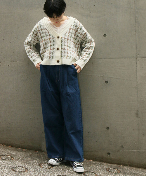 AS KNOW AS PINKY（アズノゥアズピンキー）の「☆ZOZO限定☆ジャガードチェックカーデ【カーディガン】（カーディガン/ボレロ・レディース・ホワイト/グレー/モカ/ライトベージュ・FREE）」の16枚目の写真