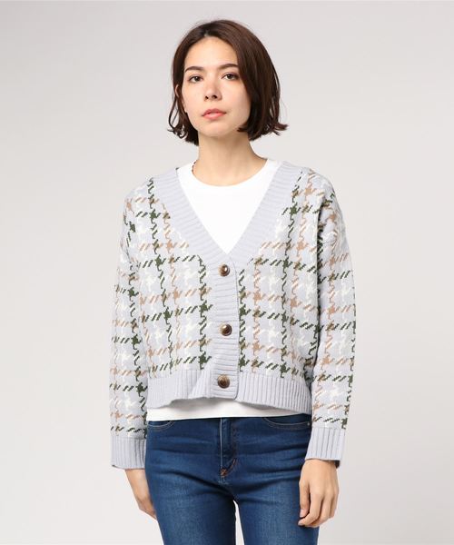 AS KNOW AS PINKY（アズノゥアズピンキー）の「☆ZOZO限定☆ジャガードチェックカーデ【カーディガン】（カーディガン/ボレロ・レディース・ホワイト/グレー/モカ/ライトベージュ・FREE）」の11枚目の写真