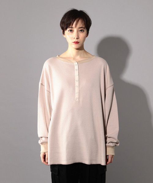 PAGEBOY（ページボーイ）の「ハニカムヘンリーネックプルオーバー（Tシャツ/カットソー・レディース・ベージュ/オフホワイト/ブラック/アイボリー・FREE）」の14枚目の写真