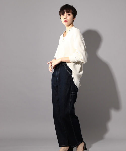 PAGEBOY（ページボーイ）の「ハニカムヘンリーネックプルオーバー（Tシャツ/カットソー・レディース・ベージュ/オフホワイト/ブラック/アイボリー・FREE）」の7枚目の写真