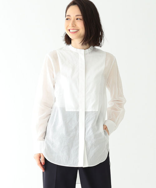 Demi-Luxe BEAMS（デミルクス ビームス）の「Demi-Luxe BEAMS / オーガンジー チュニックシャツ（シャツ/ブラウス・レディース・ブラック/オフホワイト・38/36）」の11枚目の写真