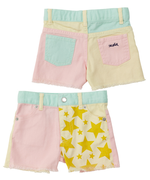 X-girl Stages(エックスガールステージス)の「STARS SHORT PANT (2T・3T)(その他パンツ・キッズ・インディゴブルー/マルチ・2T/3T)」の2枚目の写真