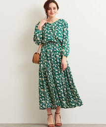 green label relaxing | FFC フラワー プリント ティアード ワンピース ◆(ワンピース)