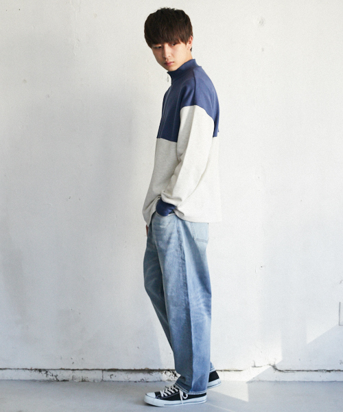 PairPair（ペアペア）の「配色裏毛ハーフジッププルオーバー（Tシャツ/カットソー・メンズ・ライトグレー/ベージュ・FREE）」の5枚目の写真