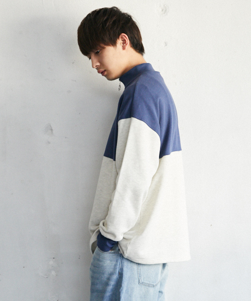 PairPair（ペアペア）の「配色裏毛ハーフジッププルオーバー（Tシャツ/カットソー・メンズ・ライトグレー/ベージュ・FREE）」の8枚目の写真