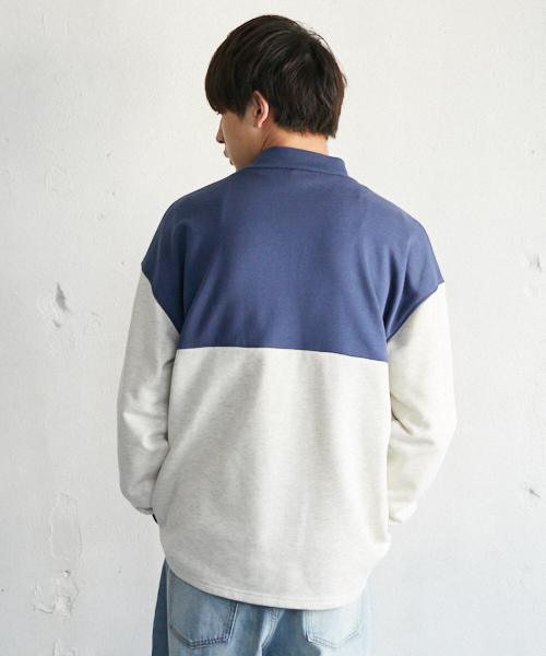 PairPair（ペアペア）の「配色裏毛ハーフジッププルオーバー（Tシャツ/カットソー・メンズ・ライトグレー/ベージュ・FREE）」の9枚目の写真