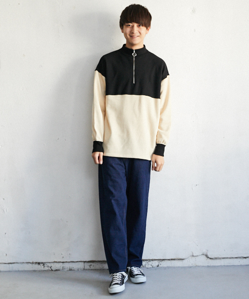 PairPair（ペアペア）の「配色裏毛ハーフジッププルオーバー（Tシャツ/カットソー・メンズ・ライトグレー/ベージュ・FREE）」の11枚目の写真