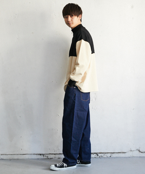 PairPair（ペアペア）の「配色裏毛ハーフジッププルオーバー（Tシャツ/カットソー・メンズ・ライトグレー/ベージュ・FREE）」の12枚目の写真