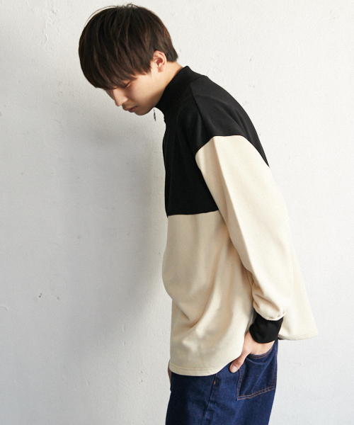 PairPair（ペアペア）の「配色裏毛ハーフジッププルオーバー（Tシャツ/カットソー・メンズ・ライトグレー/ベージュ・FREE）」の15枚目の写真