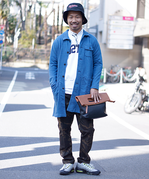 And A（アンドエー）の「INDIGO裏毛アトリエCOAT（ステンカラーコート・メンズ・インディゴブルー/サックスブルー・44/42）」の5枚目の写真