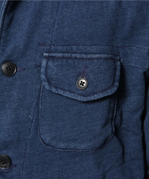 And A（アンドエー）の「INDIGO裏毛アトリエCOAT（ステンカラーコート・メンズ・インディゴブルー/サックスブルー・44/42）」の14枚目の写真