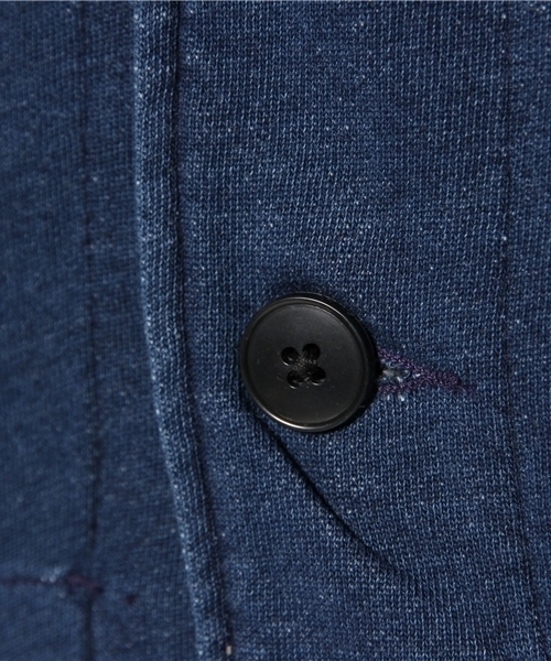 And A（アンドエー）の「INDIGO裏毛アトリエCOAT（ステンカラーコート・メンズ・インディゴブルー/サックスブルー・44/42）」の8枚目の写真