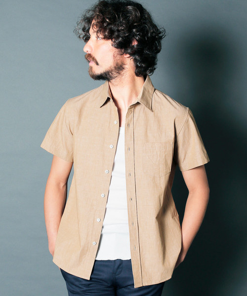 Magine（マージン）の「【Magine】CTN/LI TWILL STANDARD SHIRTS S/S : コットンリネン　ツイル　スタンダードシャツ（シャツ/ブラウス・メンズ・ホワイト/ブラック/ベージュ/ブルー・44/46/48）」の2枚目の写真