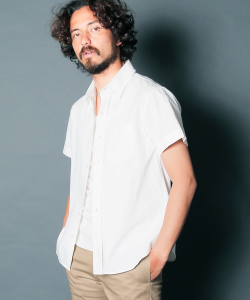 Magine（マージン）の「【Magine】CTN/LI TWILL STANDARD SHIRTS S/S : コットンリネン　ツイル　スタンダードシャツ（シャツ/ブラウス・メンズ・ホワイト/ブラック/ベージュ/ブルー・44/46/48）」の5枚目の写真
