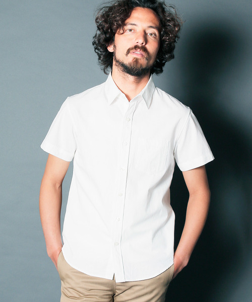 Magine（マージン）の「【Magine】CTN/LI TWILL STANDARD SHIRTS S/S : コットンリネン　ツイル　スタンダードシャツ（シャツ/ブラウス・メンズ・ホワイト/ブラック/ベージュ/ブルー・44/46/48）」の6枚目の写真