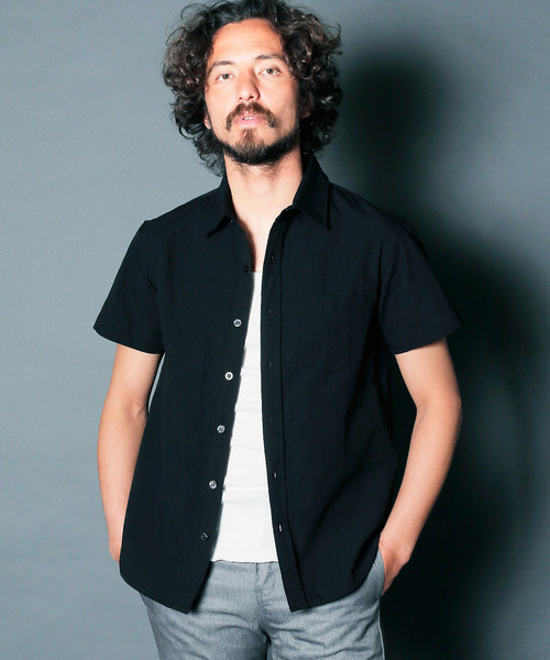 Magine（マージン）の「【Magine】CTN/LI TWILL STANDARD SHIRTS S/S : コットンリネン　ツイル　スタンダードシャツ（シャツ/ブラウス・メンズ・ホワイト/ブラック/ベージュ/ブルー・44/46/48）」の8枚目の写真