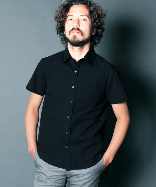 Magine（マージン）の「【Magine】CTN/LI TWILL STANDARD SHIRTS S/S : コットンリネン　ツイル　スタンダードシャツ（シャツ/ブラウス・メンズ・ホワイト/ブラック/ベージュ/ブルー・44/46/48）」の9枚目の写真