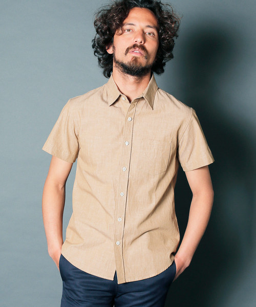 Magine（マージン）の「【Magine】CTN/LI TWILL STANDARD SHIRTS S/S : コットンリネン　ツイル　スタンダードシャツ（シャツ/ブラウス・メンズ・ホワイト/ブラック/ベージュ/ブルー・44/46/48）」の14枚目の写真