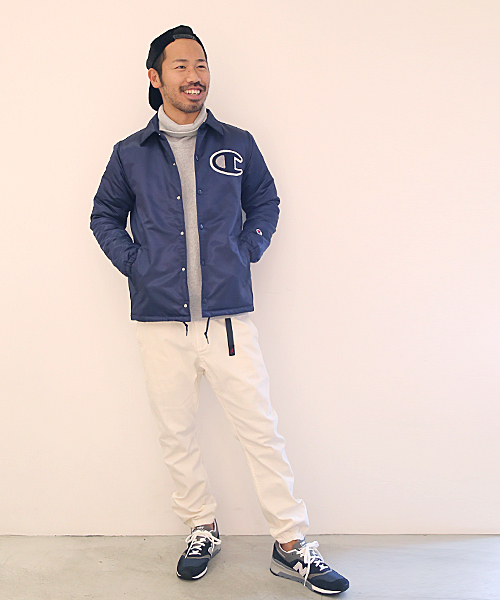 And A（アンドエー）の「Champion/チャンピオン×And A 別注 コーチジャケット（ナイロンジャケット・メンズ・ブラック/ネイビー/レッド・SMALL/LARGE/MEDIUM）」の8枚目の写真