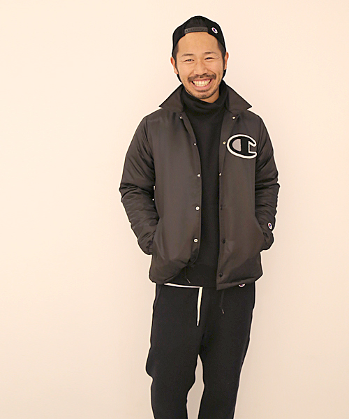 And A（アンドエー）の「Champion/チャンピオン×And A 別注 コーチジャケット（ナイロンジャケット・メンズ・ブラック/ネイビー/レッド・SMALL/LARGE/MEDIUM）」の7枚目の写真