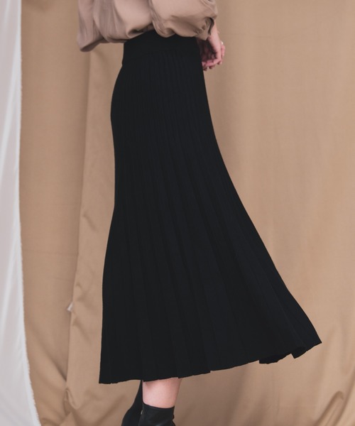 Aunt Marie's（アントマリーズ）の「AUNT MARIE'S ニットプリーツスカート（スカート・レディース・ブラック/ブラウン/グレー/ナチュラル・FREE）」の6枚目の写真