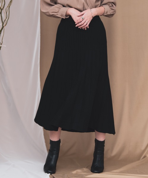 Aunt Marie's（アントマリーズ）の「AUNT MARIE'S ニットプリーツスカート（スカート・レディース・ブラック/ブラウン/グレー/ナチュラル・FREE）」の7枚目の写真