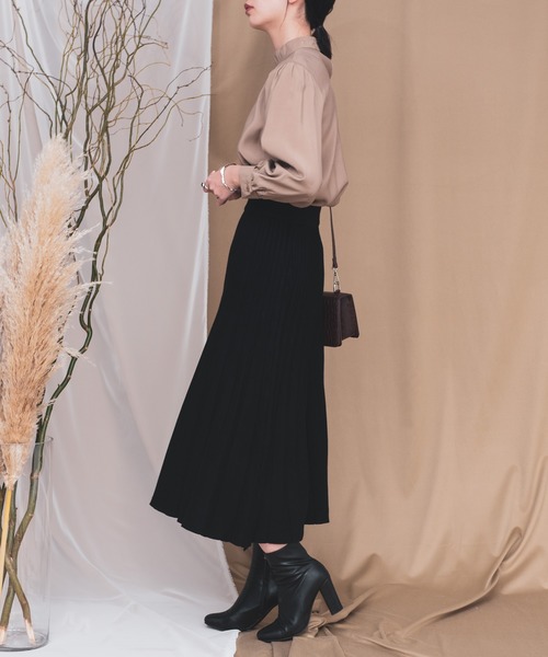 Aunt Marie's（アントマリーズ）の「AUNT MARIE'S ニットプリーツスカート（スカート・レディース・ブラック/ブラウン/グレー/ナチュラル・FREE）」の8枚目の写真