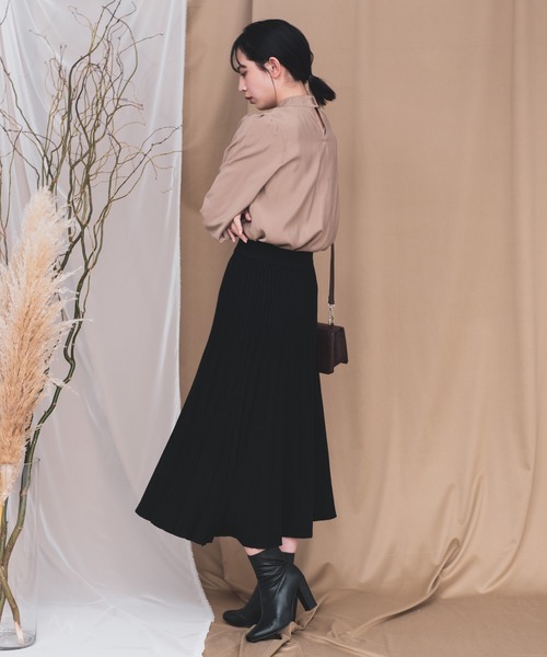 Aunt Marie's（アントマリーズ）の「AUNT MARIE'S ニットプリーツスカート（スカート・レディース・ブラック/ブラウン/グレー/ナチュラル・FREE）」の9枚目の写真