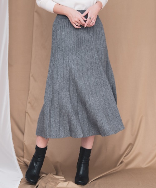 Aunt Marie's（アントマリーズ）の「AUNT MARIE'S ニットプリーツスカート（スカート・レディース・ブラック/ブラウン/グレー/ナチュラル・FREE）」の10枚目の写真