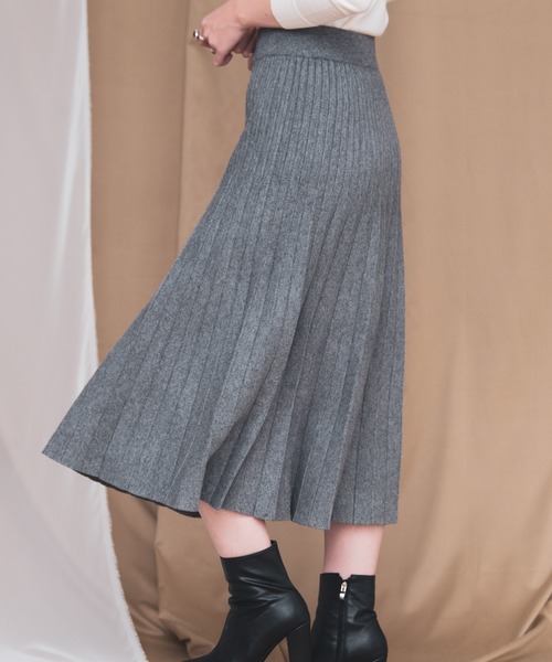 Aunt Marie's（アントマリーズ）の「AUNT MARIE'S ニットプリーツスカート（スカート・レディース・ブラック/ブラウン/グレー/ナチュラル・FREE）」の12枚目の写真