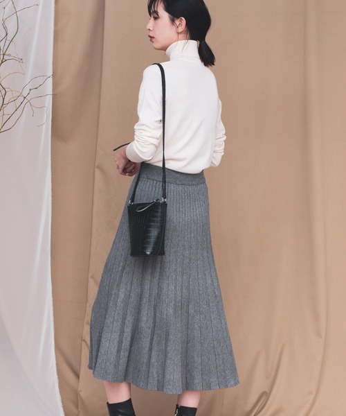 Aunt Marie's（アントマリーズ）の「AUNT MARIE'S ニットプリーツスカート（スカート・レディース・ブラック/ブラウン/グレー/ナチュラル・FREE）」の13枚目の写真