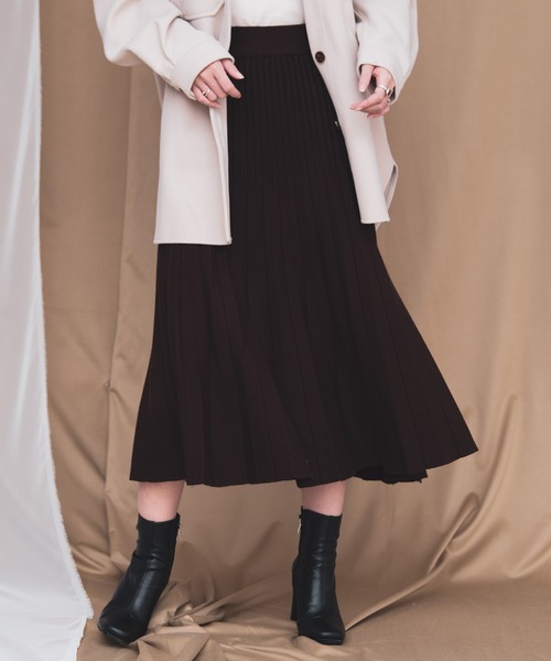 Aunt Marie's（アントマリーズ）の「AUNT MARIE'S ニットプリーツスカート（スカート・レディース・ブラック/ブラウン/グレー/ナチュラル・FREE）」の15枚目の写真