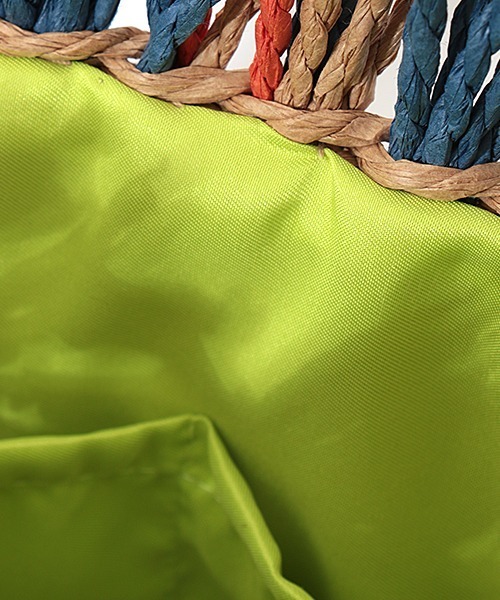 チチカカ（チチカカ）の「フリンジスクエアペーパーバッグ（かごバッグ・レディース・イエロー/ブルー・FREE）」の14枚目の写真