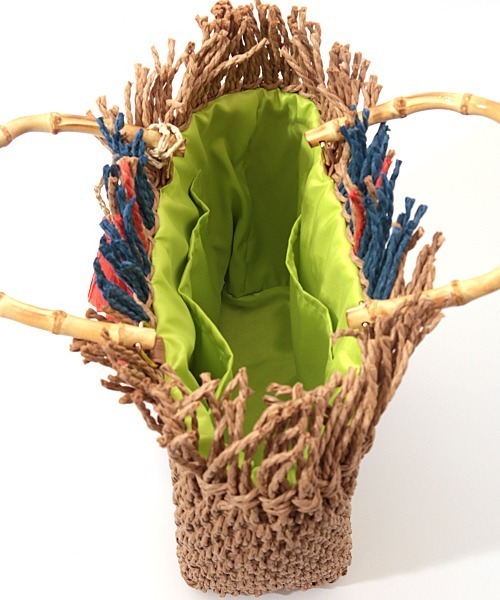 チチカカ（チチカカ）の「フリンジスクエアペーパーバッグ（かごバッグ・レディース・イエロー/ブルー・FREE）」の20枚目の写真